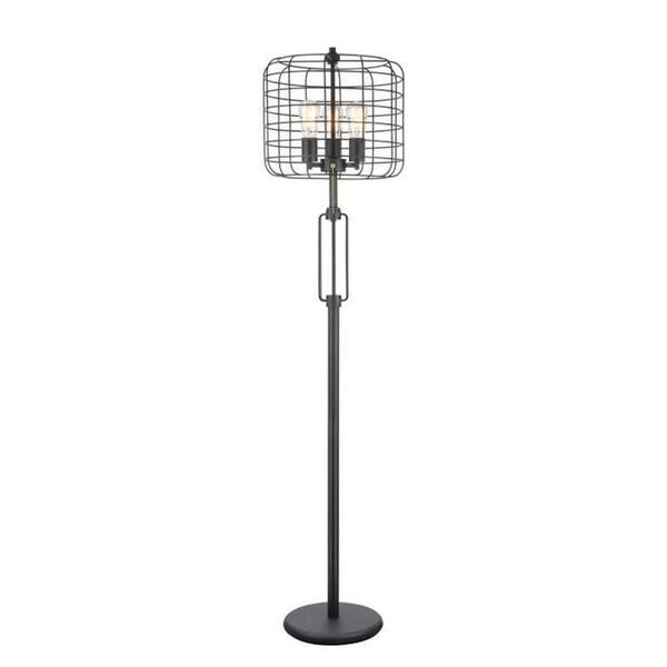 Estallar 63 in. Three Lights Novelty Floor Lamp with Black Novelty Shade, Black ES3108903